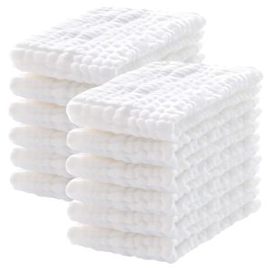 12 Pack Extra Soft Cotton Muslin Burp Cloths: Ultimate Baby Care