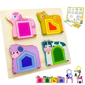 Colorful Wooden Montessori Animal Shape Sorters: Fun Learning for Kids
