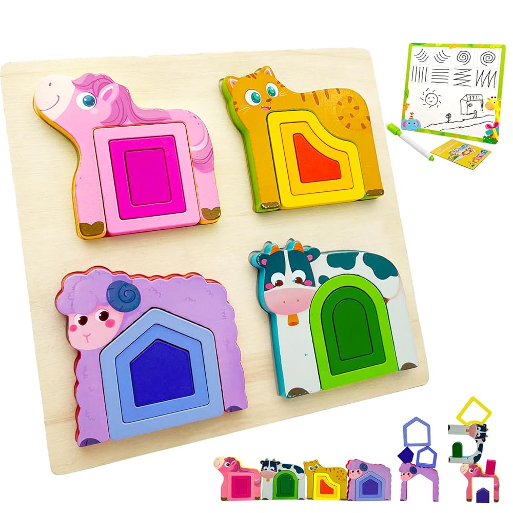 Colorful Wooden Montessori Animal Shape Sorters: Fun Learning for Kids