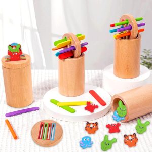 Explore Diancy Montessori 3-in-1 Wooden Color Sorting Toys for Toddlers